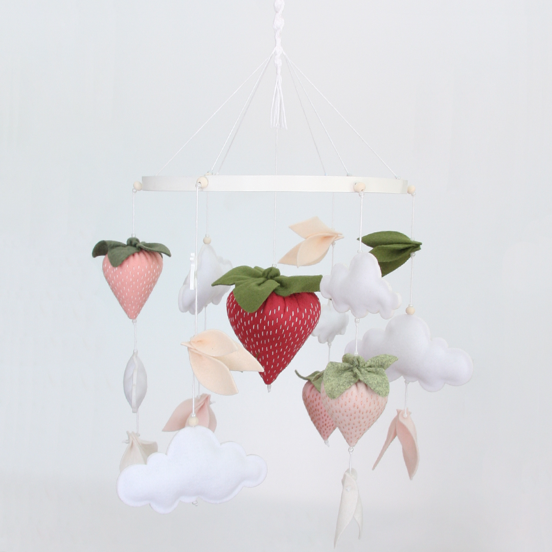 Strawberries and cream baby mobile