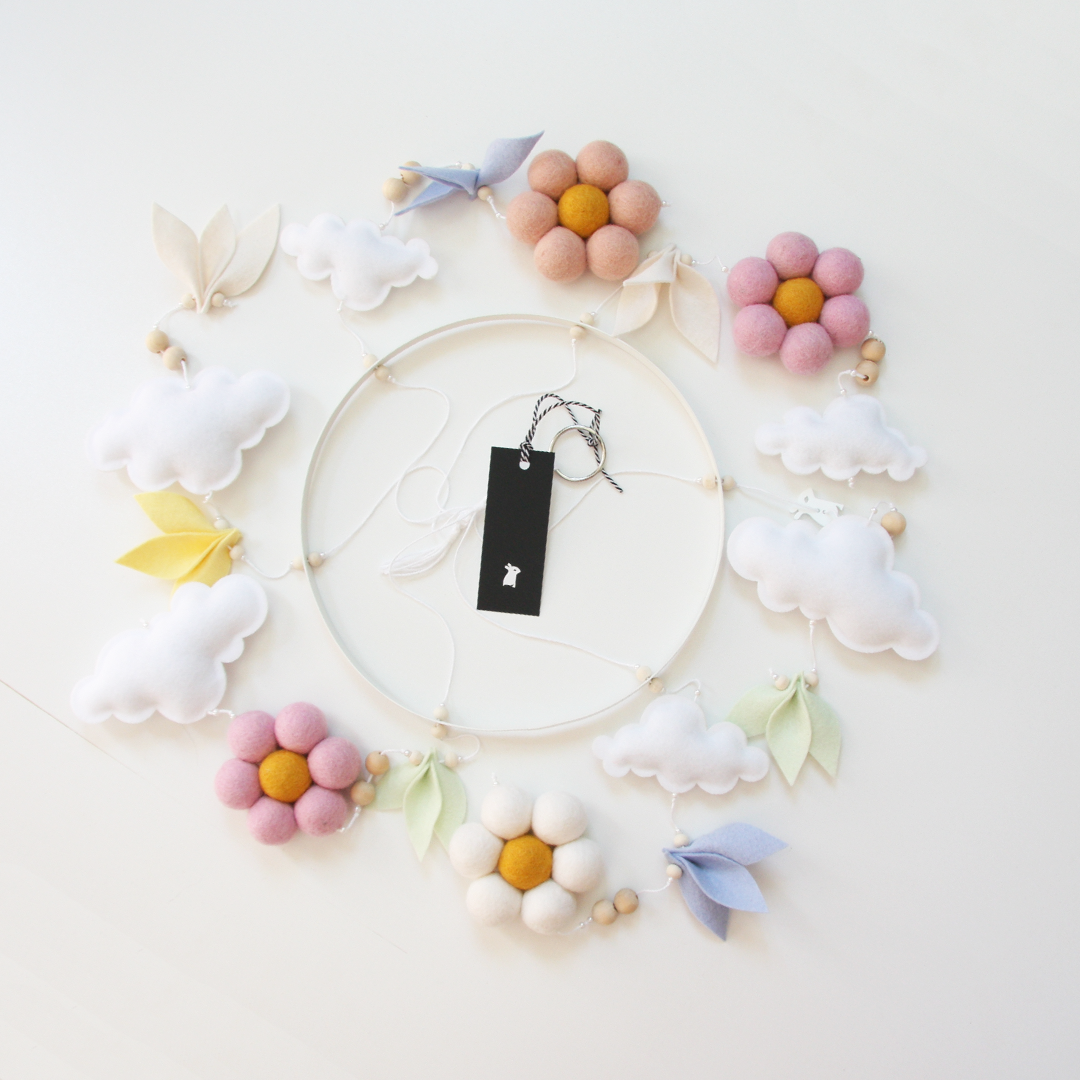 felt ball flower baby mobile